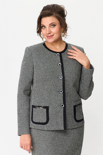 Деловой костюм жакет и юбка из трикотажа в сером цвете Zlata 4411 т.серый - фото 5