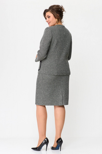 Деловой костюм жакет и юбка из трикотажа в сером цвете Zlata 4411 т.серый - фото 3