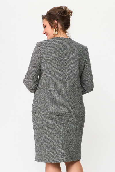 Деловой костюм жакет и юбка из трикотажа в сером цвете Zlata 4411 т.серый - фото 8