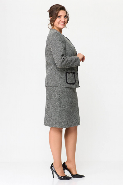 Деловой костюм жакет и юбка из трикотажа в сером цвете Zlata 4411 т.серый - фото 2