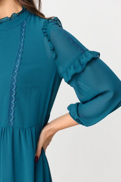 Нарядное платье длины 116 см из шифона DaLi 5629А бирюза - фото 5