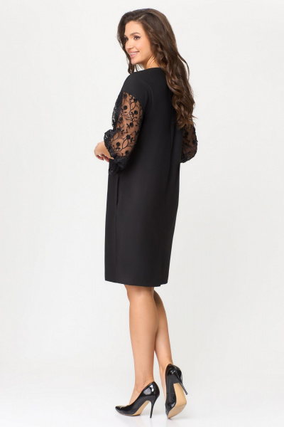 Элегантное нарядное платье из кружева и текстиля DaLi 5673 чёрный - фото 3