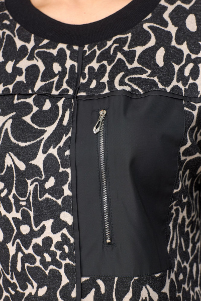 Стильная туника из трикотажа для повседневной носки DaLi 2471 чёрная+беж - фото 5