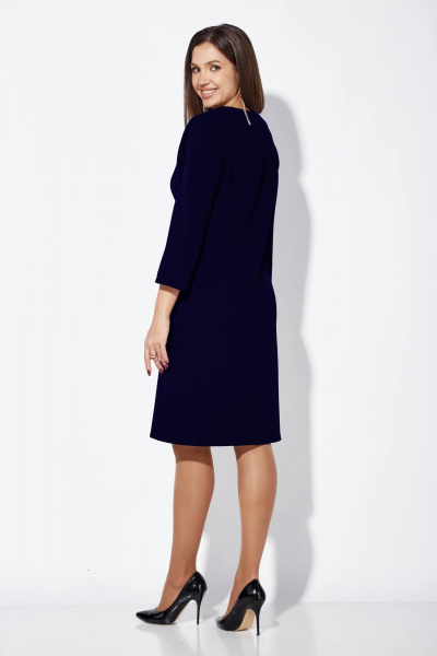 Платье А-силуэта с вышивкой и разрезом на рукаве TAiER 1253 темно-синий - фото 3