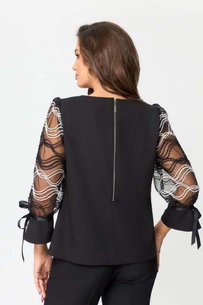 Нарядная блуза из кружева и текстиля DaLi 3457А чёрный - фото 3
