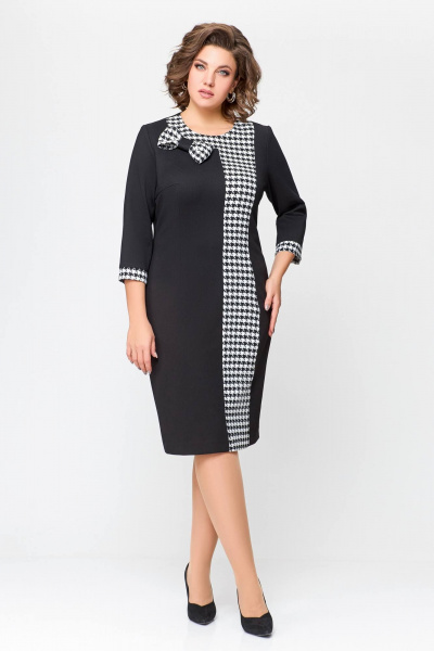 Платье из трикотажа с кокеткой и съёмным бантом Swallow 698 - фото 12