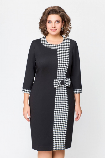 Платье из трикотажа с кокеткой и съёмным бантом Swallow 698 - фото 7