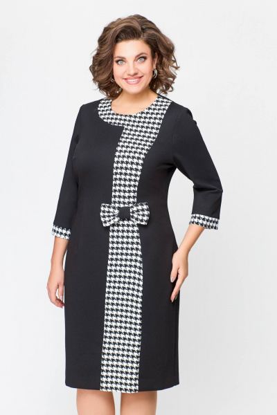 Платье из трикотажа с кокеткой и съёмным бантом Swallow 698 - фото 5