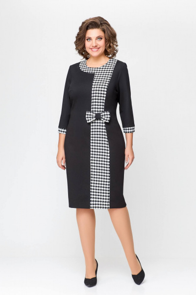 Платье из трикотажа с кокеткой и съёмным бантом Swallow 698 - фото 3