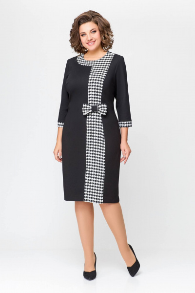 Платье из трикотажа с кокеткой и съёмным бантом Swallow 698 - фото 1