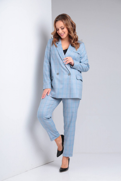 Брюки, жакет TVIN 8740 голубая_клетка - фото 6