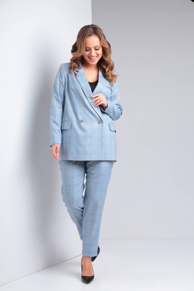 Брюки, жакет TVIN 8740 голубая_клетка - фото 3