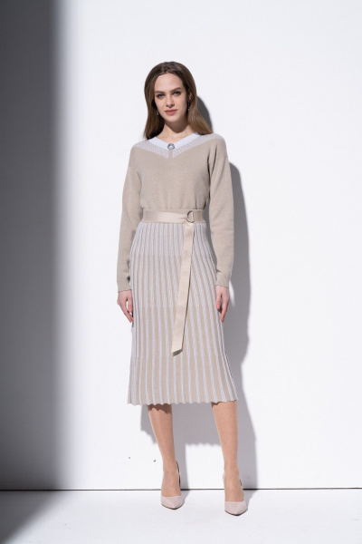 Юбка прямого кроя с полукольцами и подкладкой Barbara Geratti С8200BG беж/серебро - фото 2