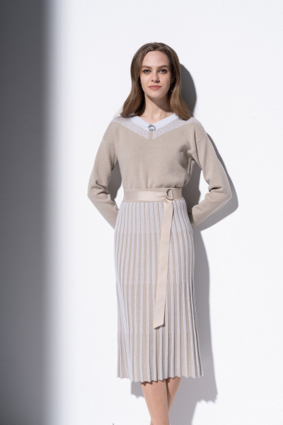 Юбка прямого кроя с полукольцами и подкладкой Barbara Geratti С8200BG беж/серебро - фото 1