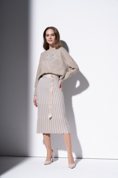 Юбка прямого кроя с полукольцами и подкладкой Barbara Geratti С8200BG беж/серебро - фото 3