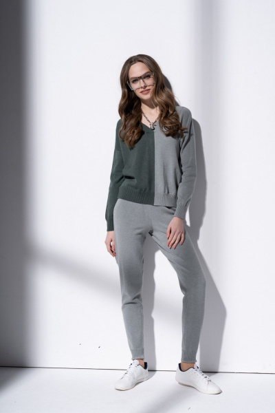 Брюки зауженные из трикотажа в стиле повседневный Barbara Geratti С8205BG серый - фото 1