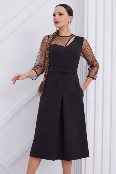 Элегантное платье с сетчатой кокеткой и карманами Lissana 4846 - фото 2