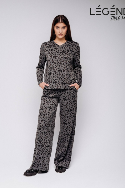 Демисезонный серый костюм двойка из трикотажа с палаццо Legend Style K-012 серый - фото 10