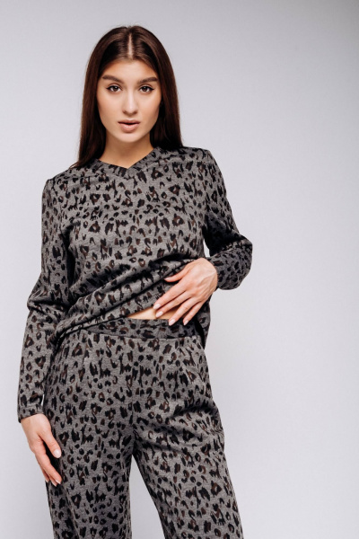 Демисезонный серый костюм двойка из трикотажа с палаццо Legend Style K-012 серый - фото 9