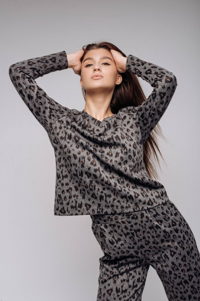 Демисезонный серый костюм двойка из трикотажа с палаццо Legend Style K-012 серый - фото 7