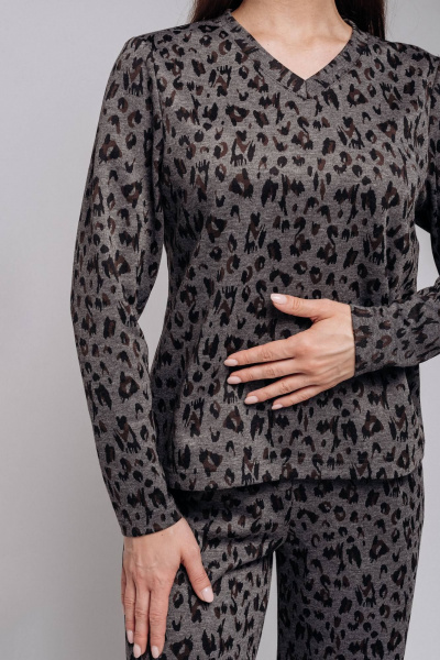 Демисезонный серый костюм двойка из трикотажа с палаццо Legend Style K-012 серый - фото 3