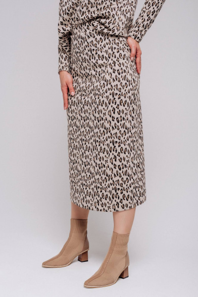 Бежевый костюм двойка с джемпером и широкими брюками Legend Style K-001 бежевый - фото 7