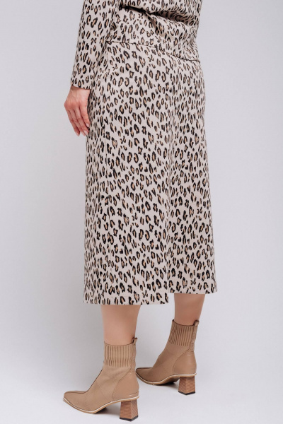 Бежевый костюм двойка с джемпером и широкими брюками Legend Style K-001 бежевый - фото 5