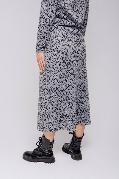 Стильный серый костюм двойка с трикотажным жаккардовым жакетом Legend Style K-001 серый - фото 6