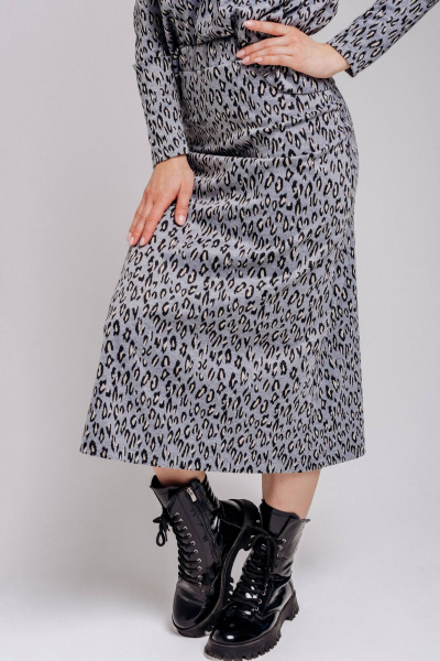 Стильный серый костюм двойка с трикотажным жаккардовым жакетом Legend Style K-001 серый - фото 3