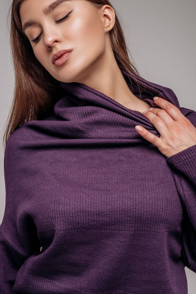 Костюм женский с юбкой, с резинкой по талии, на каждый день Legend Style K-005 фиолетовый - фото 2