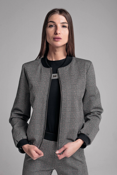 Женский бомбер на подкладке из трикотажного жаккардового полотна Legend Style G-002 черно-белый - фото 1