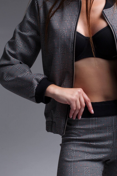 Женский бомбер на подкладке из трикотажного жаккардового полотна Legend Style G-002 черно-белый - фото 5