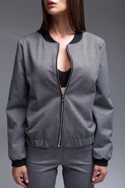 Женский бомбер на подкладке из трикотажного жаккардового полотна Legend Style G-002 черно-белый - фото 2