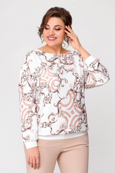 Блуза Swallow 694.1 молочный/бежевые_вензеля - фото 2