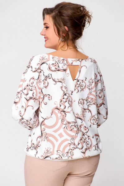 Блуза Swallow 694.1 молочный/бежевые_вензеля - фото 5