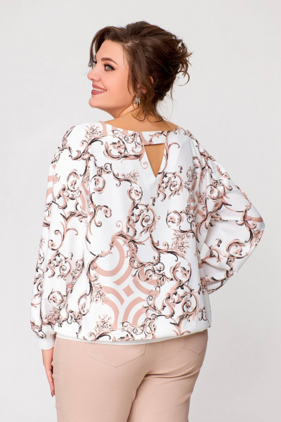 Блуза Swallow 694.1 молочный/бежевые_вензеля - фото 6