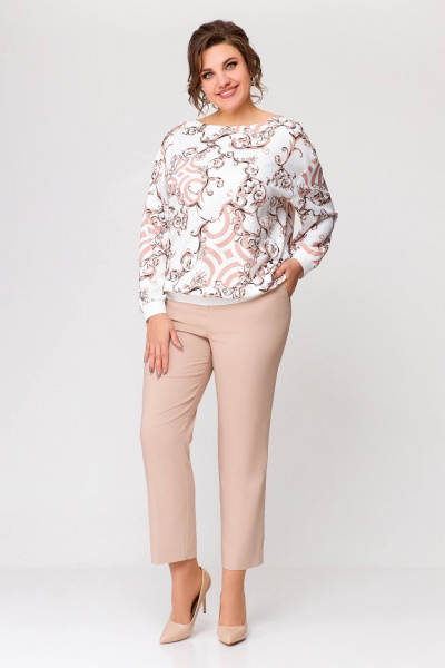 Блуза Swallow 694.1 молочный/бежевые_вензеля - фото 10
