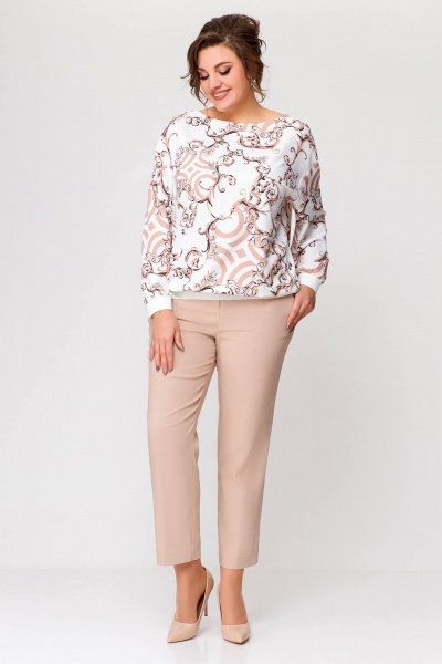 Блуза Swallow 694.1 молочный/бежевые_вензеля - фото 9