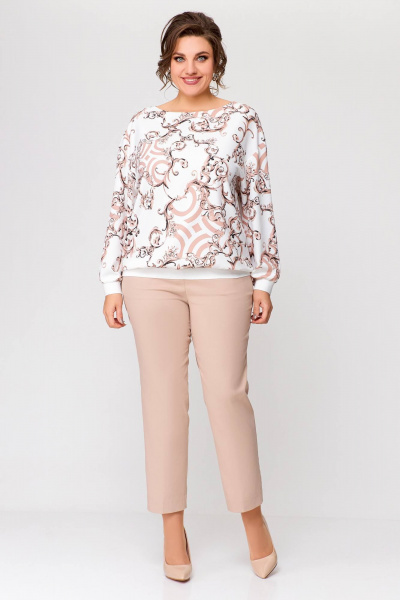 Блуза Swallow 694.1 молочный/бежевые_вензеля - фото 7