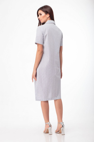 Платье-рубашка приталенное из хлопка с ассиметричным низом Anelli 725 клетка - фото 4