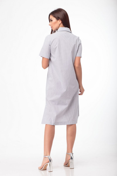 Платье-рубашка приталенное из хлопка с ассиметричным низом Anelli 725 клетка - фото 3