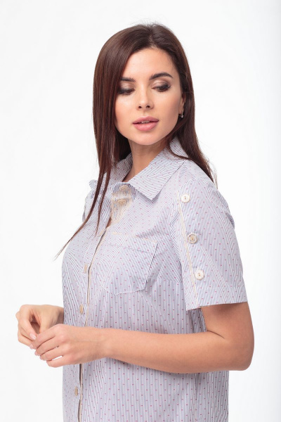 Платье-рубашка прямое из хлопка с карманами и ассиметричным низом Anelli 725 точка - фото 7