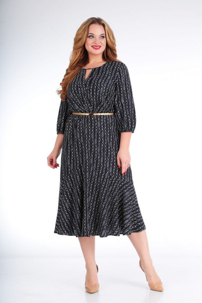 Платье из полушелковой ткани с отделочными планками и воланом Slaviaelit 422 цепи - фото 1