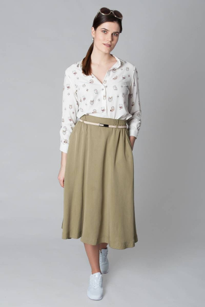 Юбка миди из вискозы с карманами и на резинке Ouarida 19Ю079 - фото 3