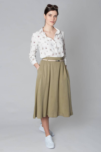 Юбка миди из вискозы с карманами и на резинке Ouarida 19Ю079 - фото 1