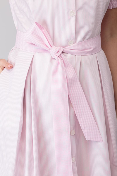 Платье с отрезной талией, полосатое и клетчатое из хлопка Anelli 815 розовый - фото 7