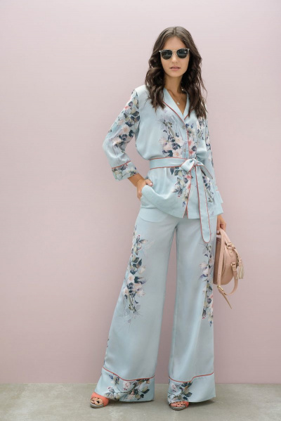 Брюки текстильные голубые летние на каждый день BURVIN 6089-11 - фото 1