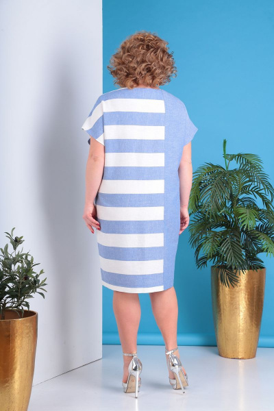 Платье свободного кроя в полоску летнее из льна Grace for you 1003 - фото 2