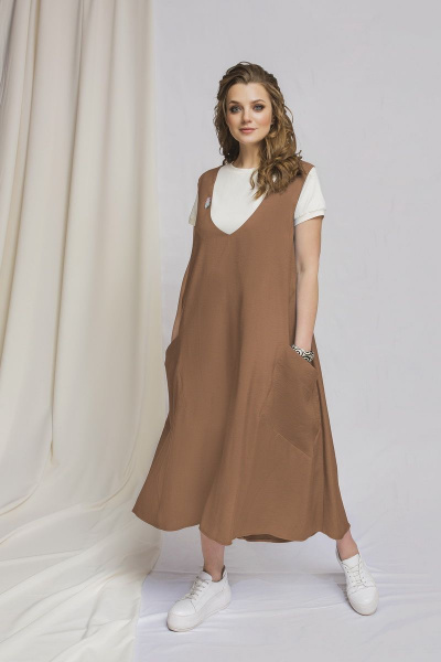 Майка, сарафан ELLETTO old 5107 коричневый - фото 1