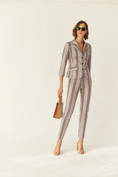 Брюки на каждый день из текстиля, бежевые, лето BURVIN 6785-11 - фото 1